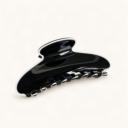 Cellulose Acetate Claw Clip with Contrasting Edge, 4.1 in in Black & White [FITINY Hair]