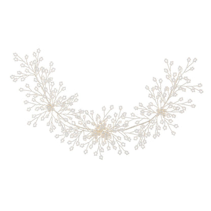 Full view of the branching faux pearl bridal hair accessory