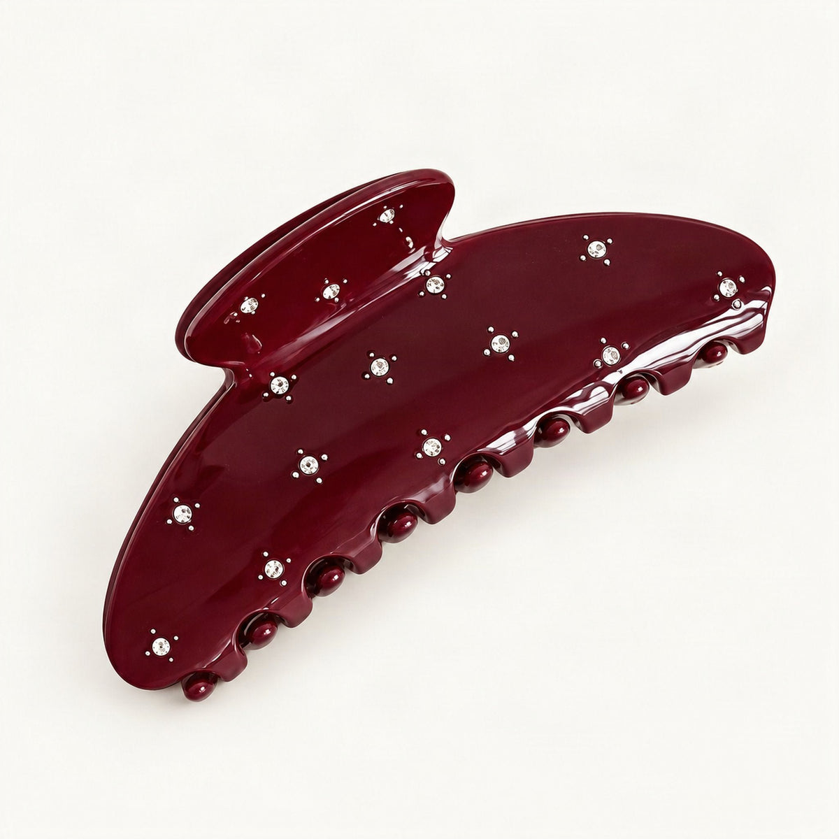 Acetate Claw Hair Clip with Rhinestone Star Details, 10.5 cm in Red [FITINY Hair]