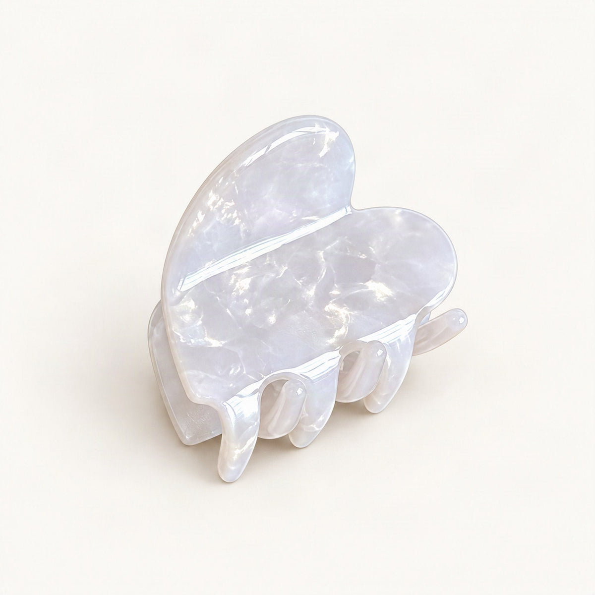 Mini Cellulose Acetate Heart Claw Clip, 1.3 in in White Marble [FITINY Hair]
