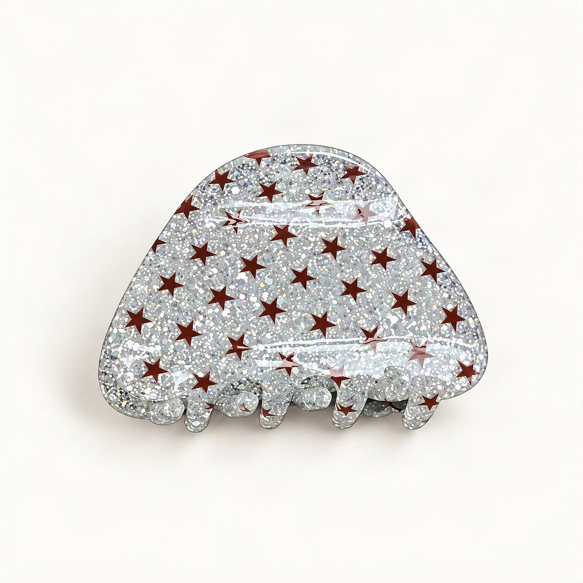 Grey acrylic claw clip featuring a sparkling star design [FITINY Hair]
