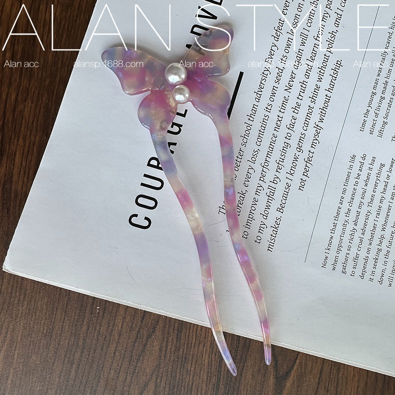 Acetate Butterfly U-Shaped Hair Pin, additional view 3