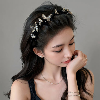 Velvet Headband with Rhinestone Butterfly, additional view 5