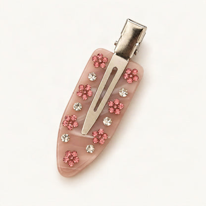 Rhinestone Acetate Duckbill Side Clip in Pink Floral [FITINY Hair]