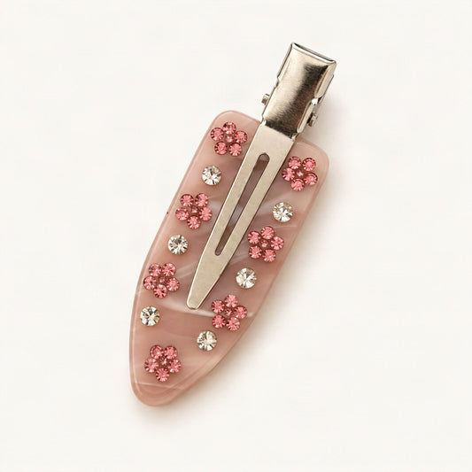Rhinestone Acetate Duckbill Side Clip in Pink Floral [FITINY Hair]