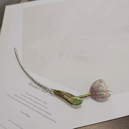 Vintage Tulip Hair Stick with Faux Pearls, additional view 7
