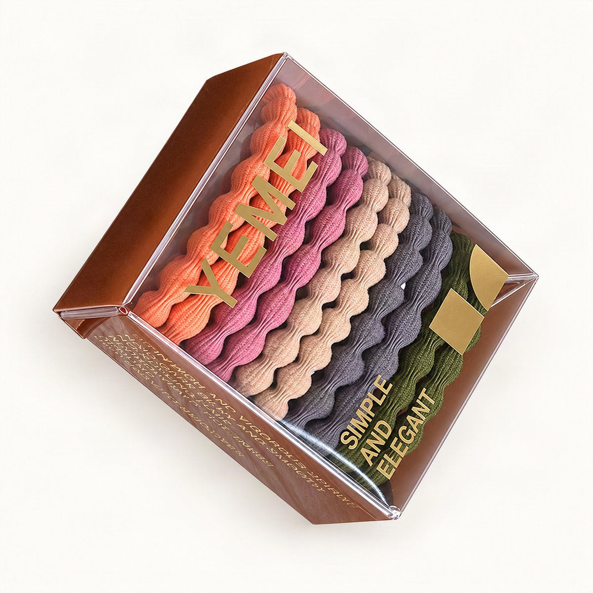 Orange, pink, grey, and green elastic hair tie assortment [FITINY Hair]
