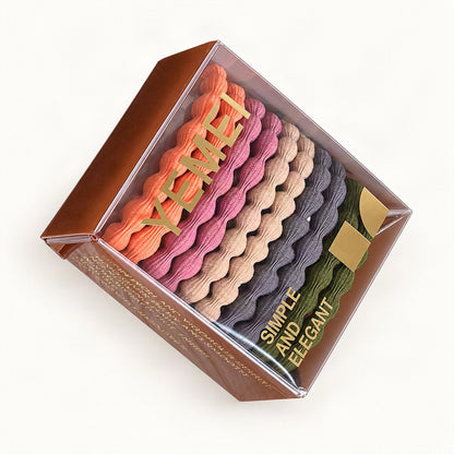 Orange, pink, grey, and green elastic hair tie assortment [FITINY Hair]