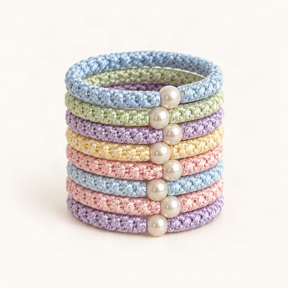 Braided Elastic Hair Ties with Bead Detail, 5.5 cm in Multicolor [FITINY Hair]