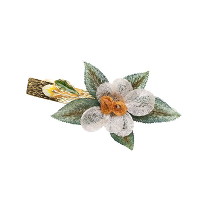 Rose Scrunchie with Embroidered Leaves, additional view 2