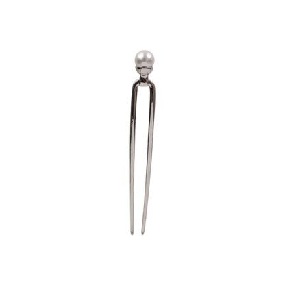 Faux Pearl Silver-Tone Metal U-Pin Hair Fork, additional view 1