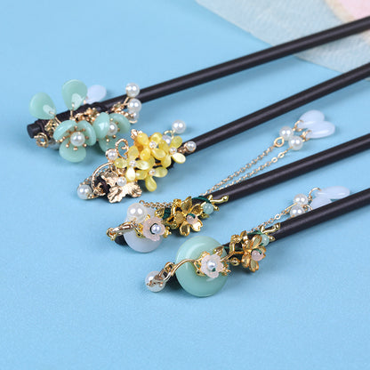 Begonia Blossom Wood Hair Stick with Charms, additional view 2