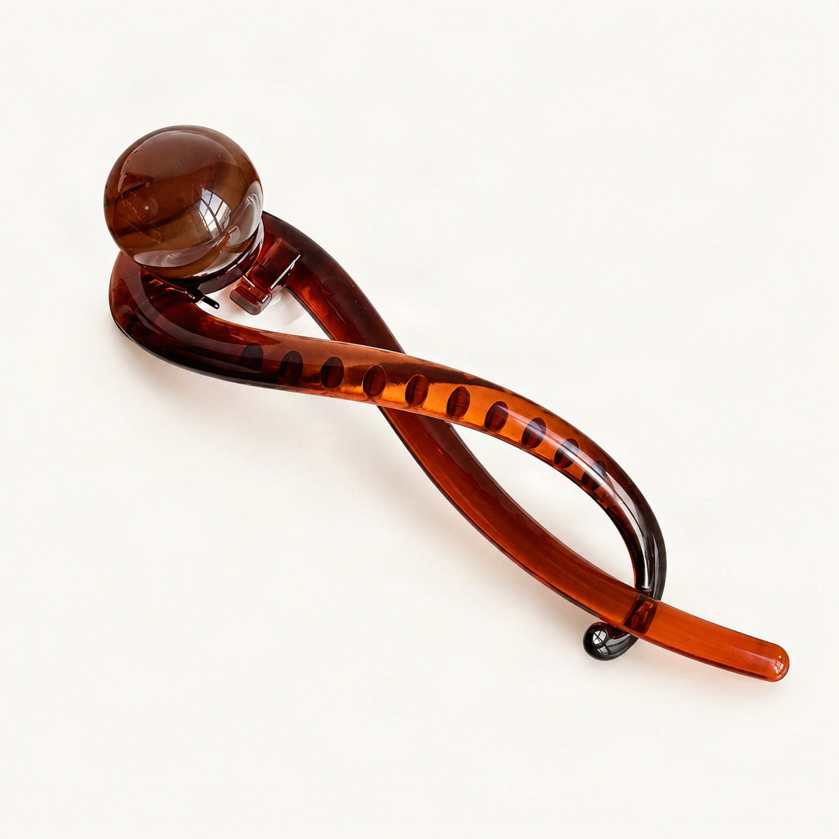 Amber beaded resin claw hair clip, front view [FITINY Hair]