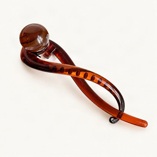 Amber beaded resin claw hair clip, front view [FITINY Hair]