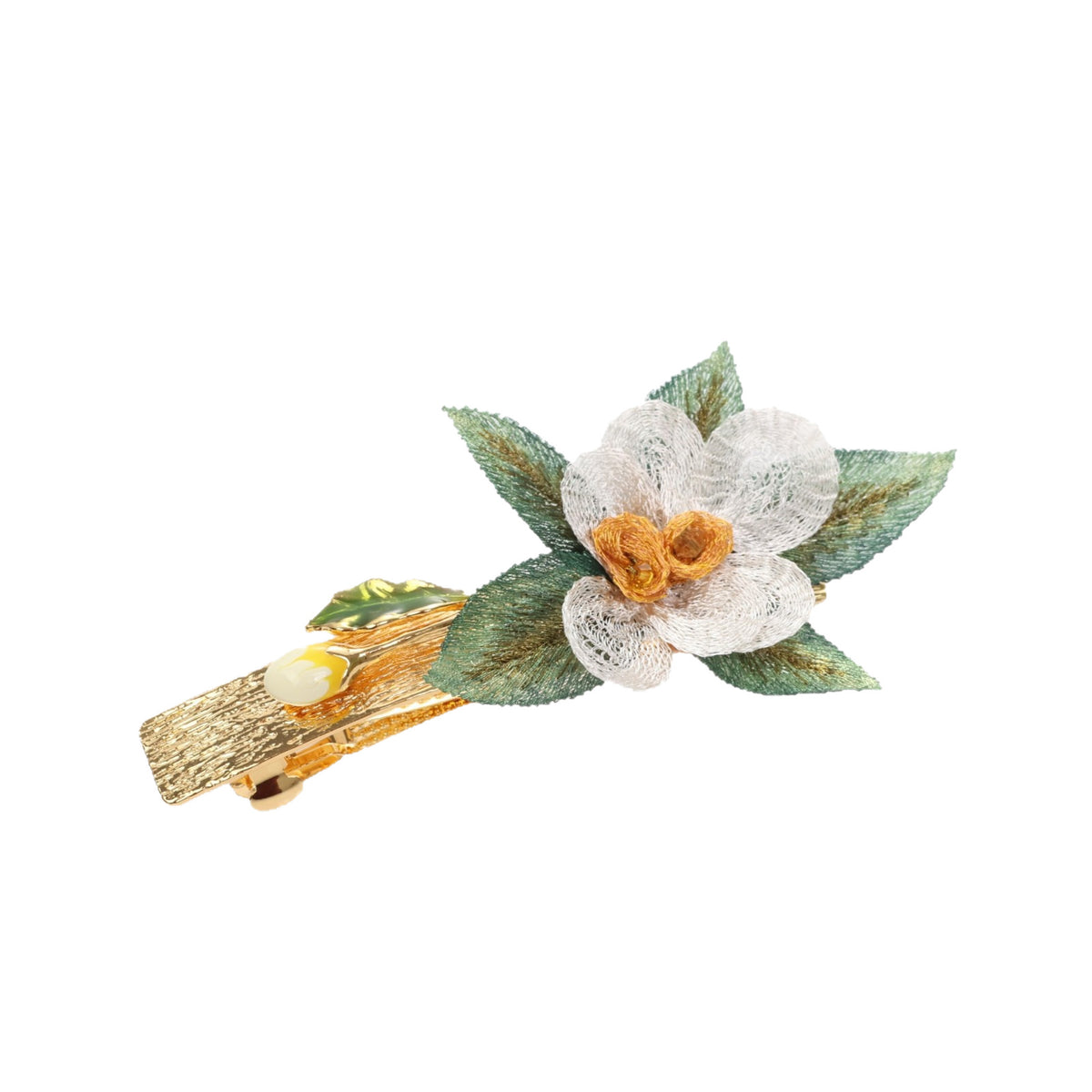 Rose Scrunchie with Embroidered Leaves, additional view 6