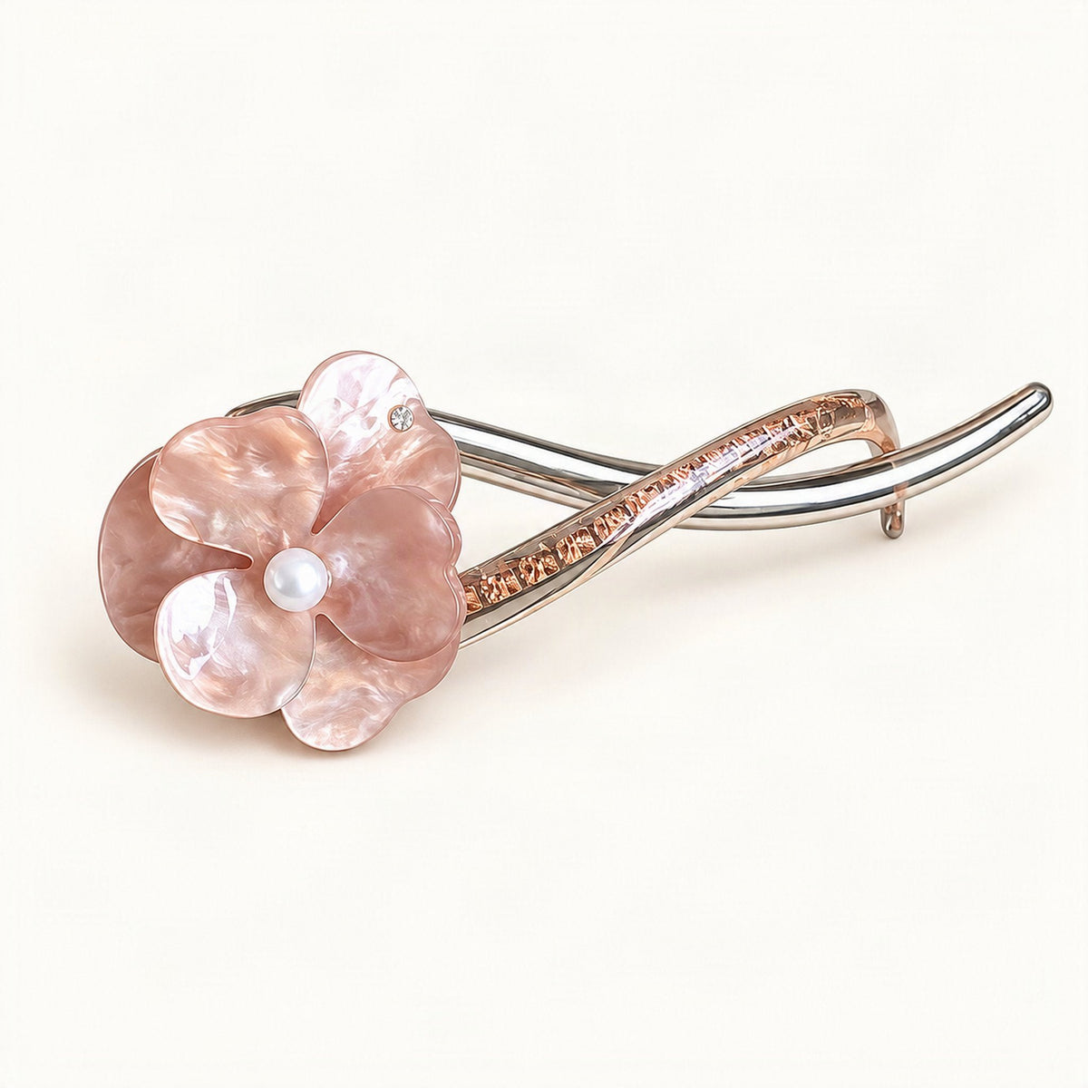 Acrylic Camellia Flower Twist Hair Clip, 12 cm in Pink [FITINY Hair]