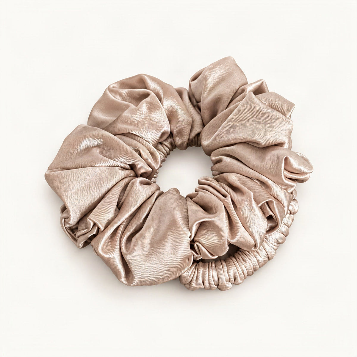 Light brown velvet fabric hair tie in a product view [FITINY Hair]