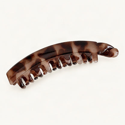 Resin Banana Hair Clip with Twist-Style Design in Leopard, Glossy [FITINY Hair]