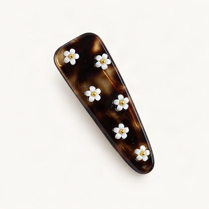 Acetate 2.2in Daisy Floral Hair Clip in Brown Floral [FITINY Hair]