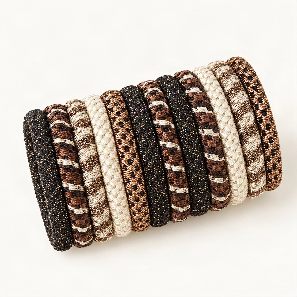 Braided Elastic Hair Ties in a Jar in Brown Mix [FITINY Hair]