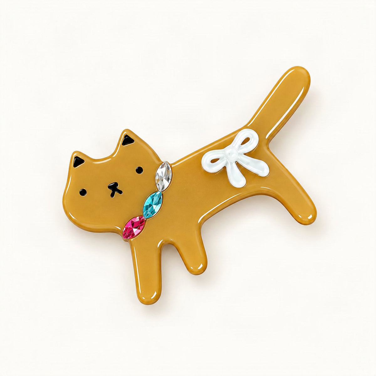 Butter yellow cat hair clip with a compact acetate design [FITINY Hair]