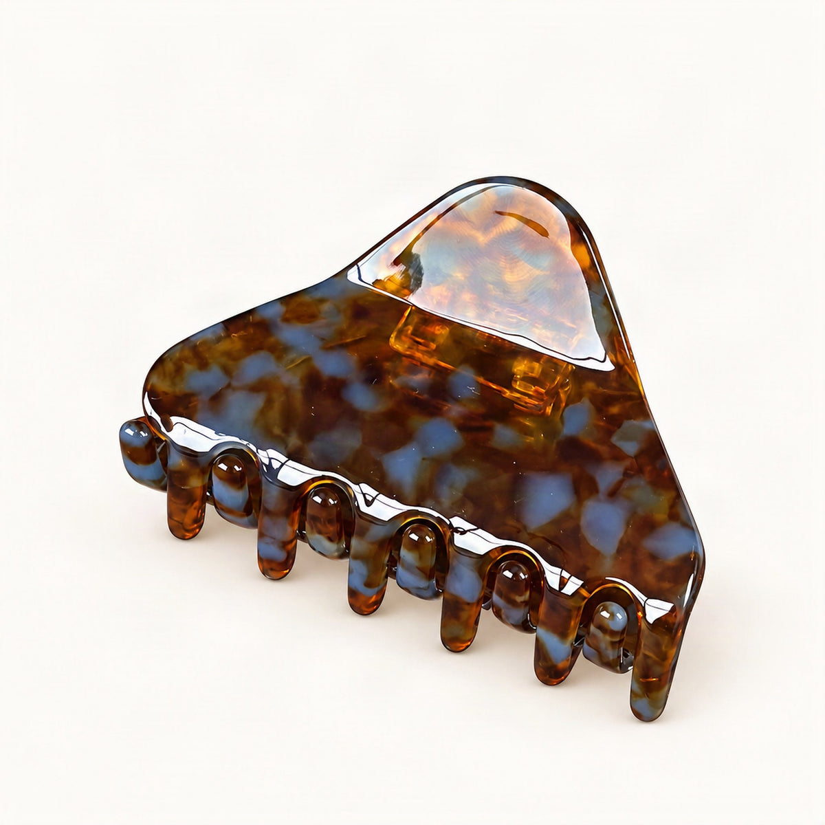 Brown floral cellulose acetate claw clip product view [FITINY Hair]