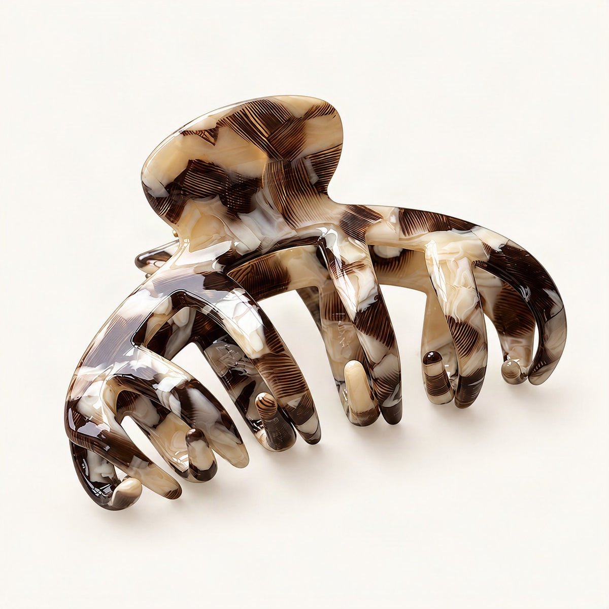 Chunky Acetate Claw Clip in Brown Floral [FITINY Hair]