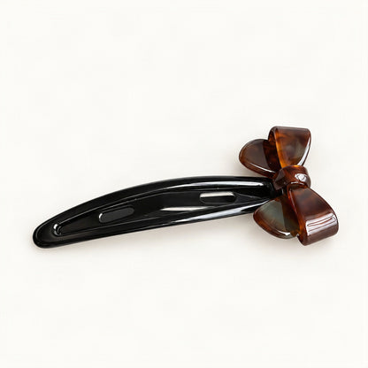 Cute Acetate Snap Clips with Flowers, Bows and Characters in Brown Floral, Bow [FITINY Hair]