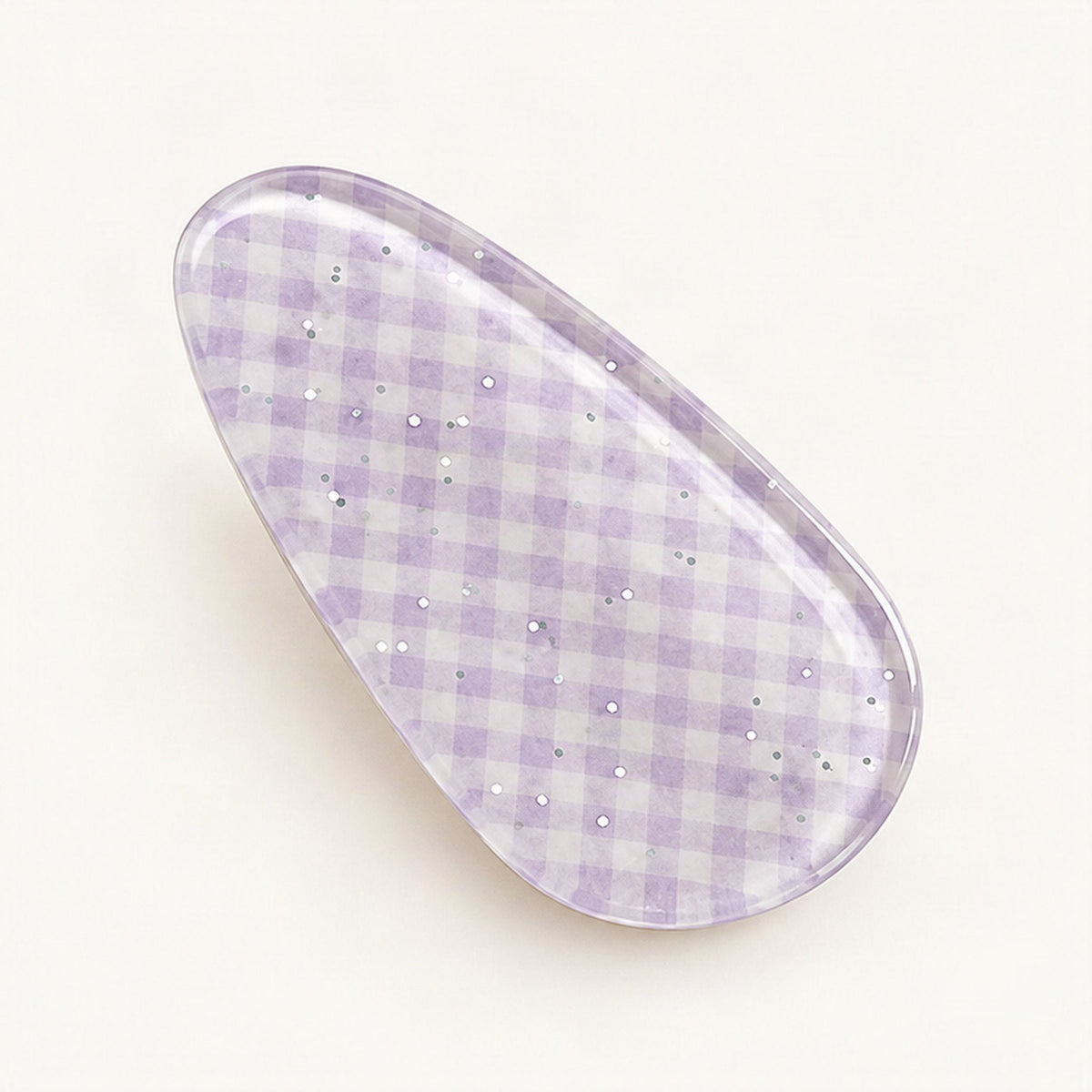 Acrylic Side Hair Clip with Glitter and Patterned Design in Purple [FITINY Hair]