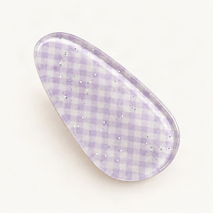Acrylic Side Hair Clip with Glitter and Patterned Design in Purple [FITINY Hair]