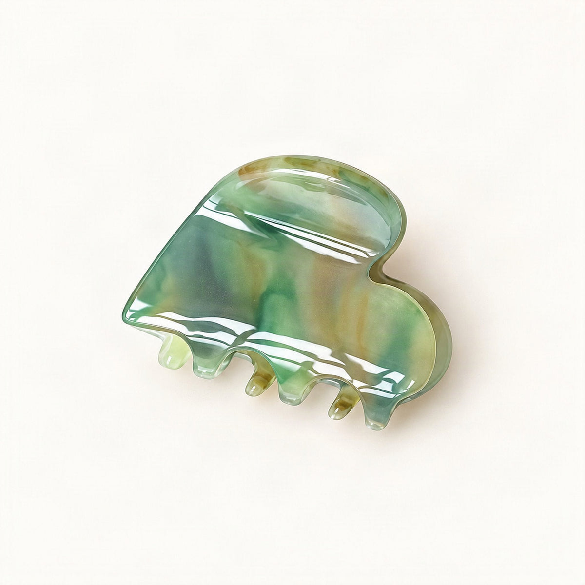 Mini Cellulose Acetate Heart Claw Clip, 1.3 in in Teal Stripe [FITINY Hair]