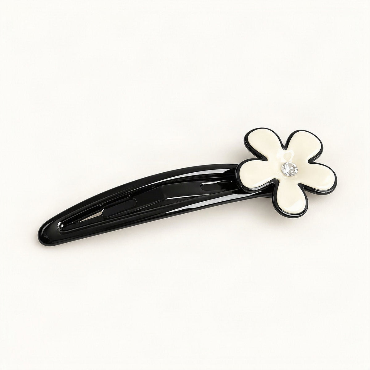 Cute Acetate Snap Clips with Flowers, Bows and Characters in White Floral, Flower [FITINY Hair]
