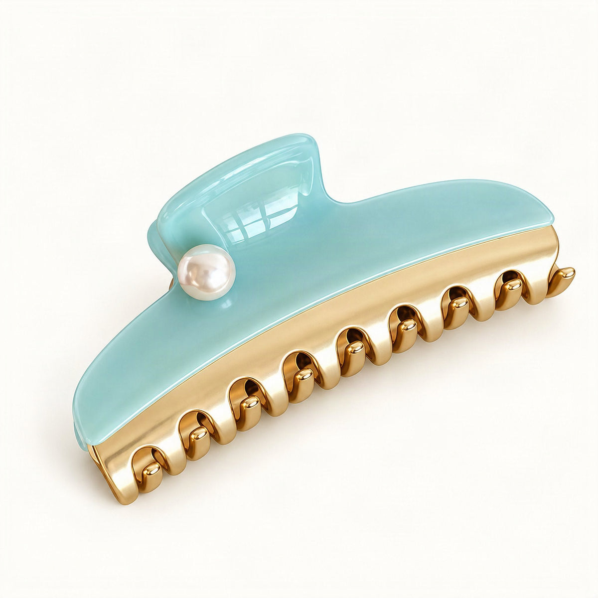 Acetate Claw Hair Clip with Faux Pearl Accent in Light Blue [FITINY Hair]