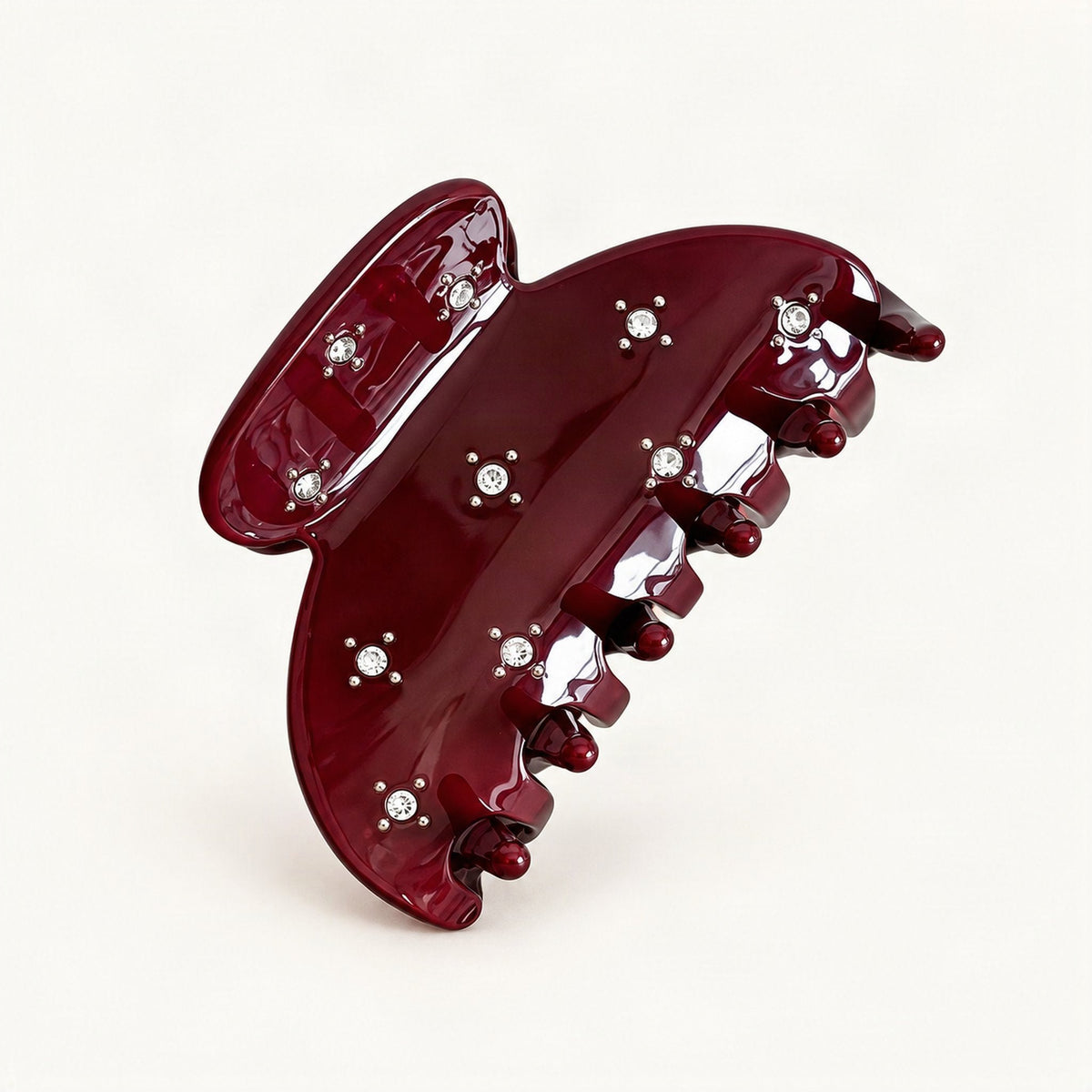 Acetate Claw Clip with Rhinestone Details, 6.9 cm in Red [FITINY Hair]