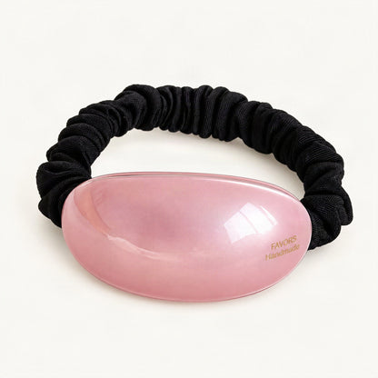 Pink oval hair tie with high-stretch elastic core [FITINY Hair]