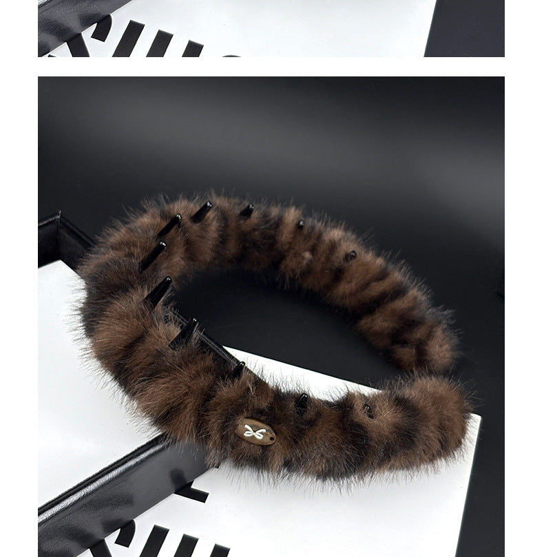 Faux Fur Headband with Toothed Lining, additional view 9