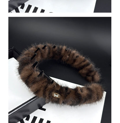 Faux Fur Headband with Toothed Lining, additional view 9