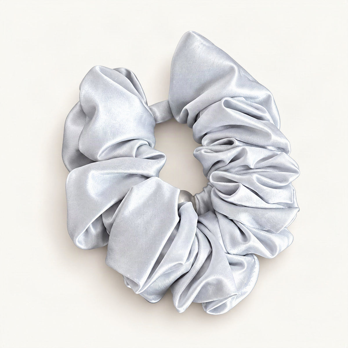 Light blue velvet hair scrunchie with gathered fabric detail [FITINY Hair]