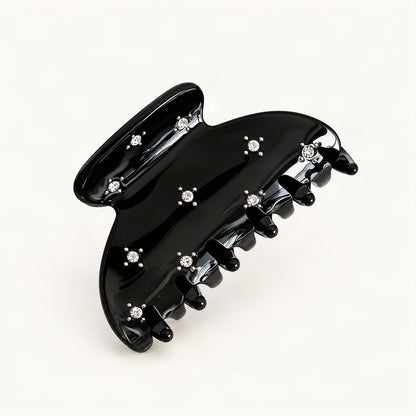 Acetate Claw Clip with Rhinestone Details, 6.9 cm in Black [FITINY Hair]