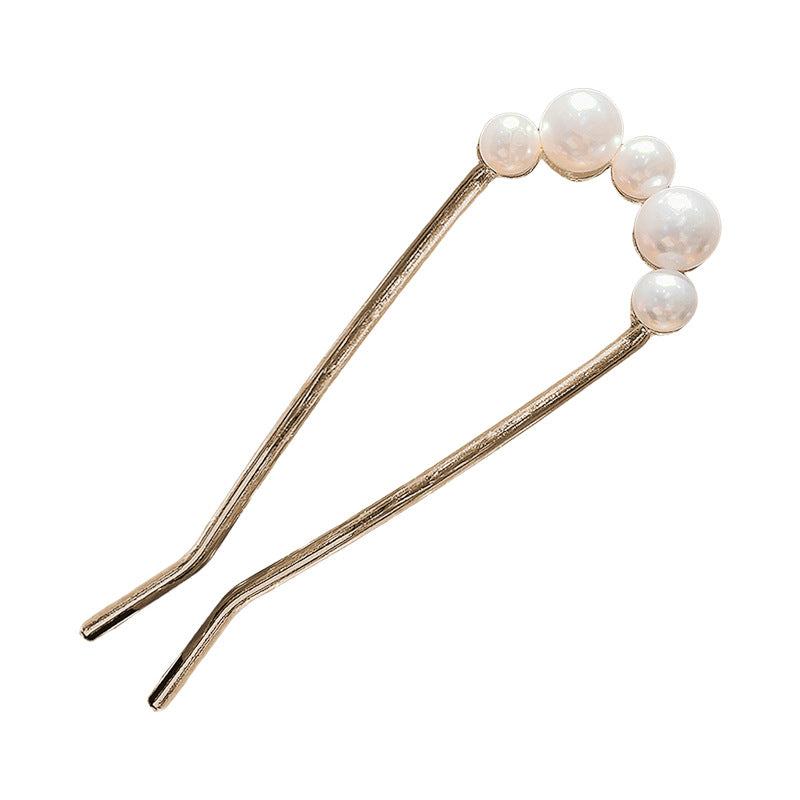 Five-Pearl Metal U-Pin Hair Stick, additional view 7