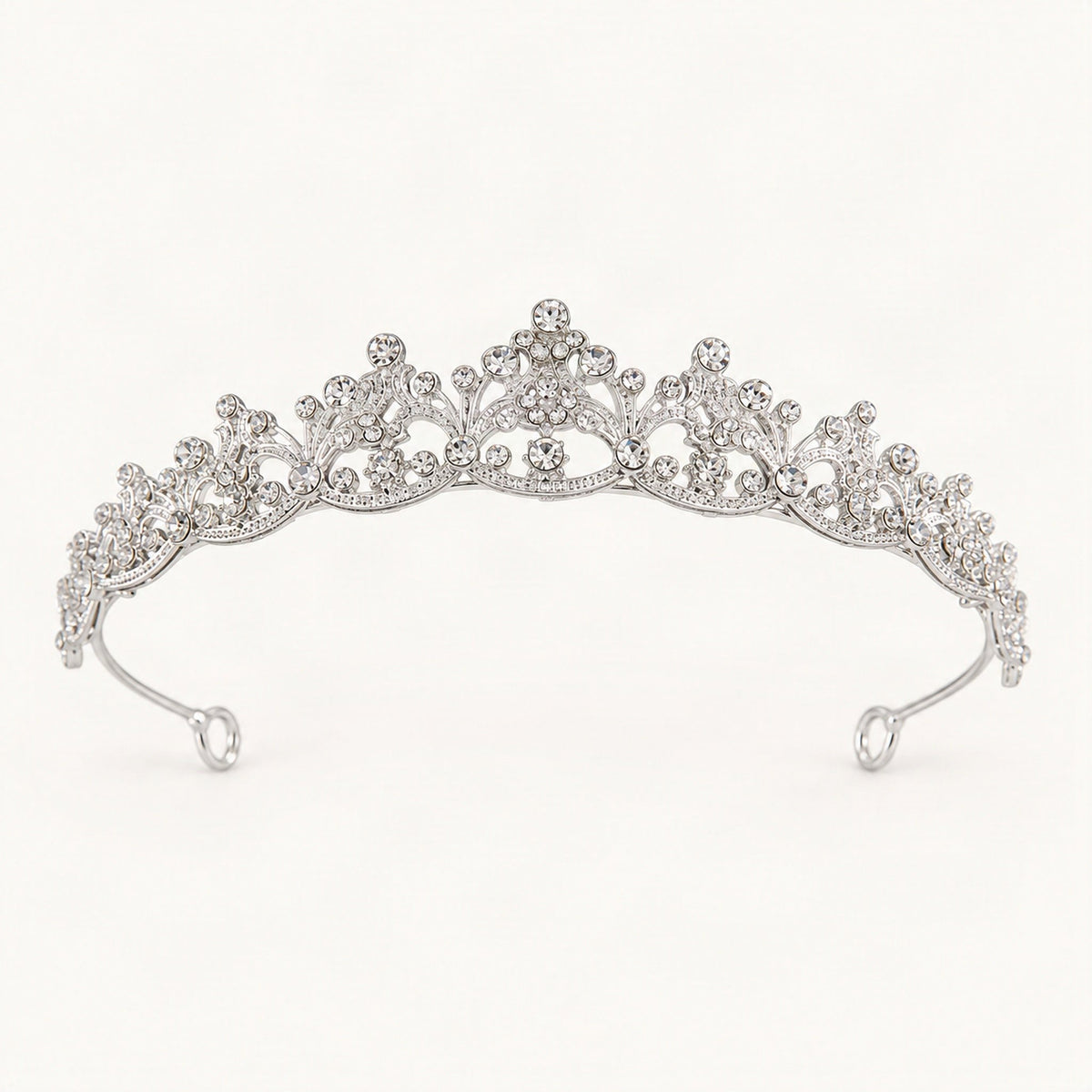 Silver rhinestone crown headband with vintage scrollwork [FITINY Hair]