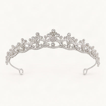 Silver rhinestone crown headband with vintage scrollwork [FITINY Hair]