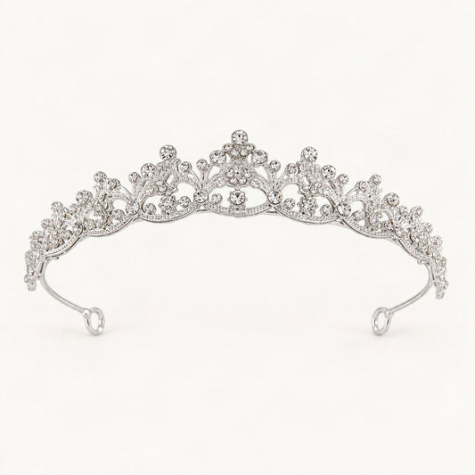Silver rhinestone crown headband with vintage scrollwork [FITINY Hair]