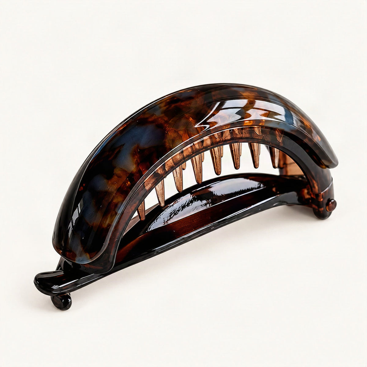 Acetate Banana Hair Clip in Brown Floral [FITINY Hair]