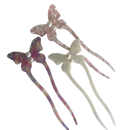 Acetate Butterfly U-Shaped Hair Pin, additional view 1