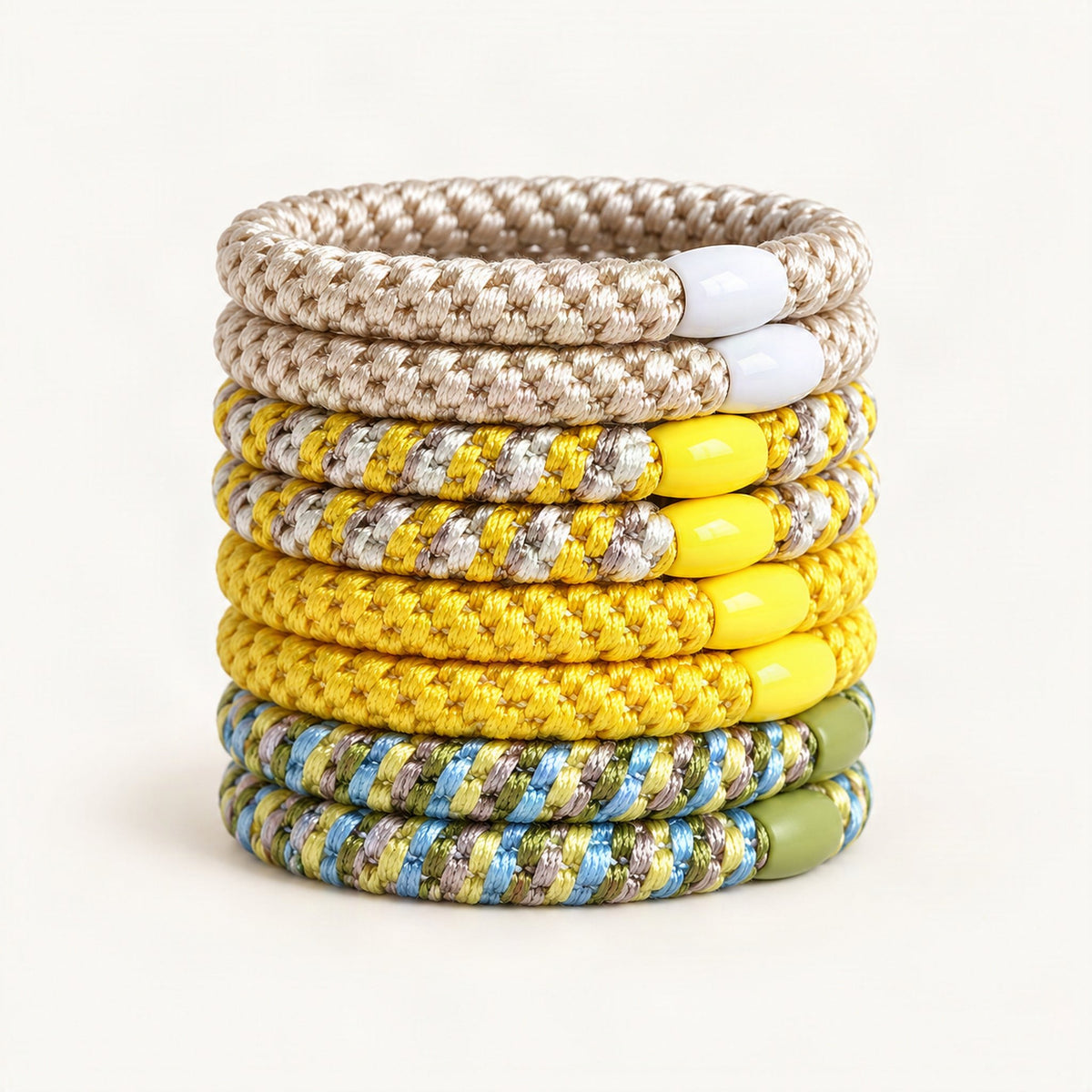 Mint blue woven elastic hair tie close-up [FITINY Hair]