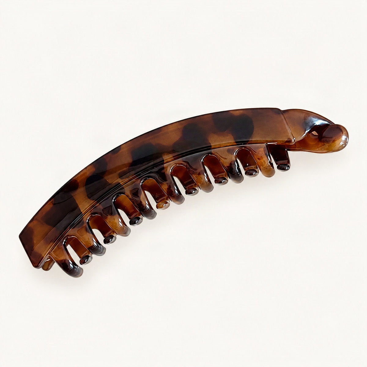 Resin Banana Hair Clip with Twist-Style Design in Dark Leopard, Glossy [FITINY Hair]