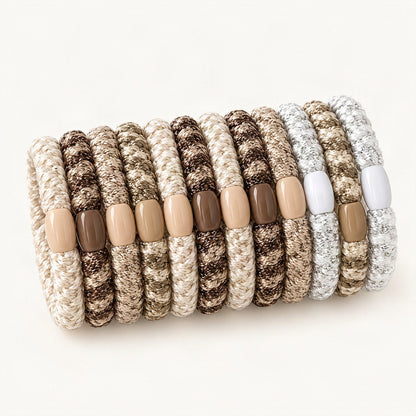 Braided Elastic Hair Ties in a Jar in Neutral Mix [FITINY Hair]