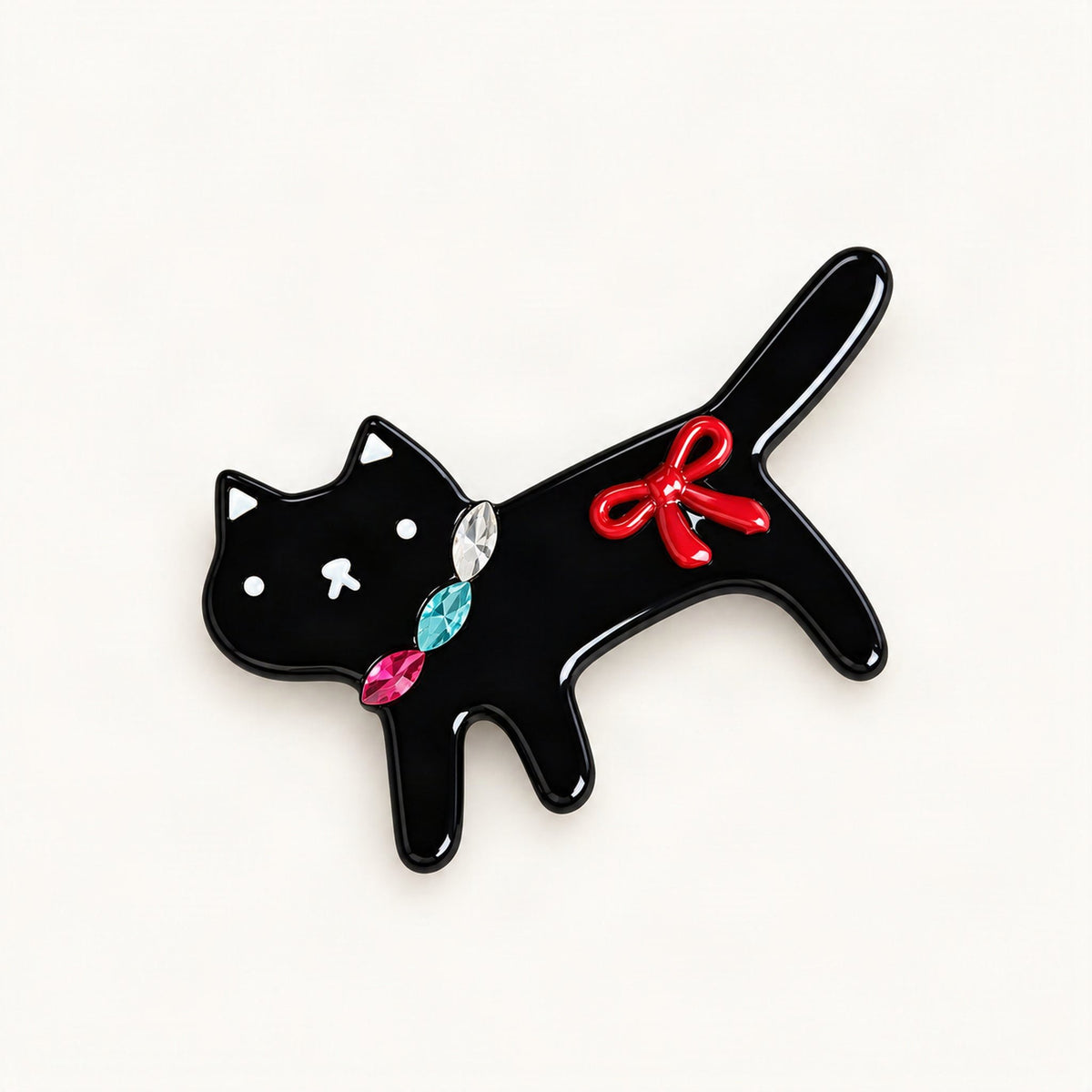 Black acetate cat side clip viewed from the front [FITINY Hair]