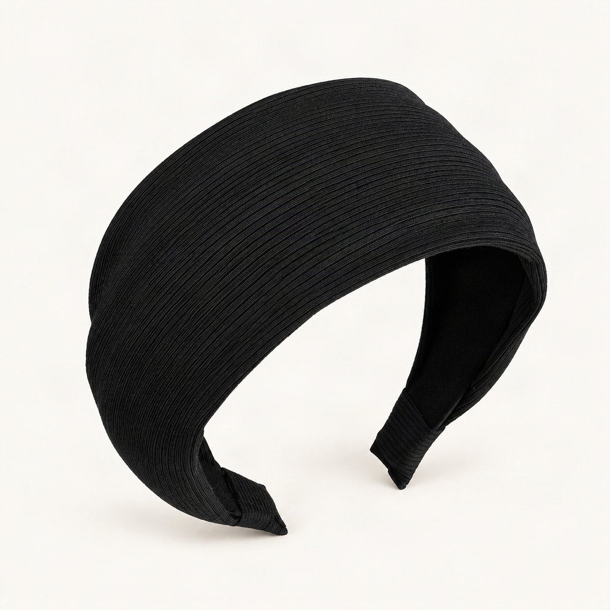 Wide Ribbed Fabric Headband in Black [FITINY Hair]